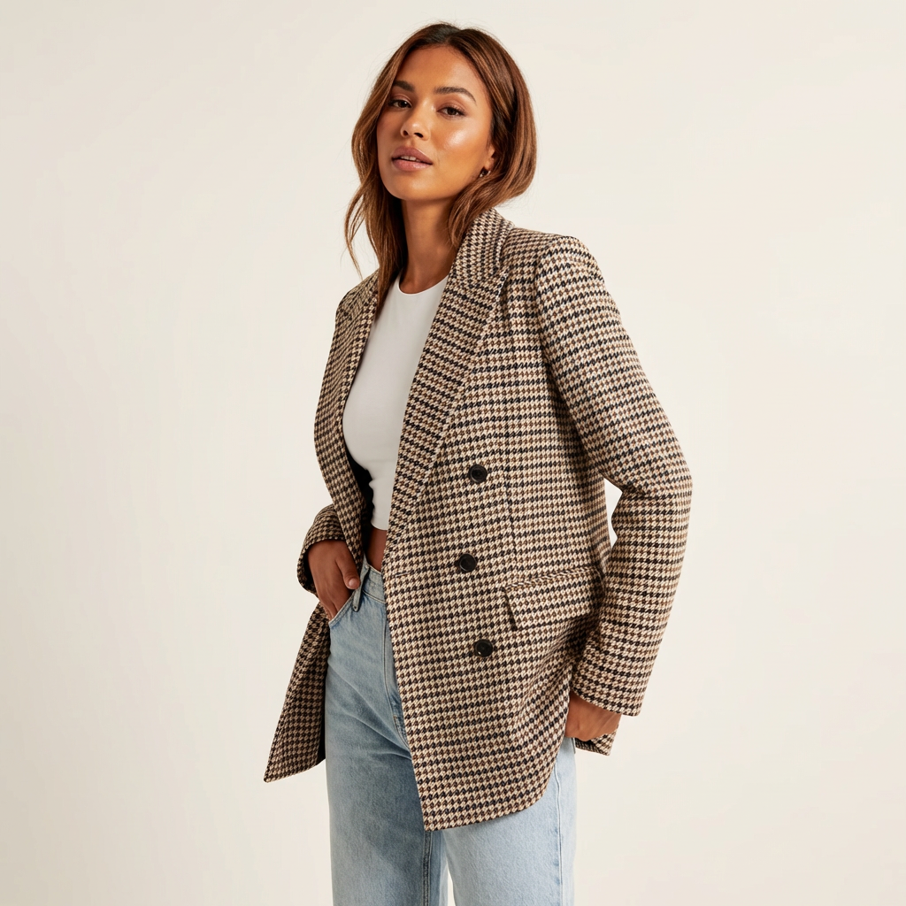 Geruite klassieke dames blazer – Bo