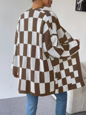 Geruit gebreid damesvest – Amélie