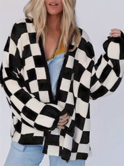 Geruit gebreid damesvest – Amélie