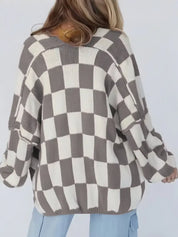 Geruit gebreid damesvest – Amélie