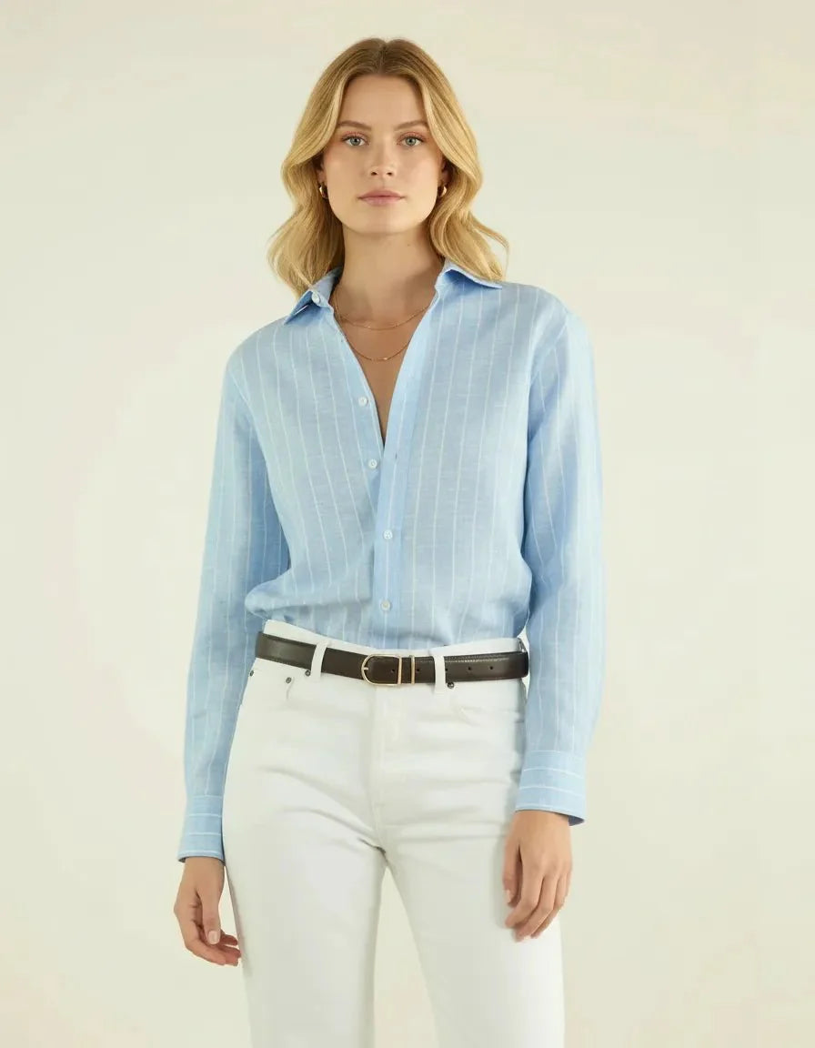 Gestreepte Linnenmix Blouse – Fleur