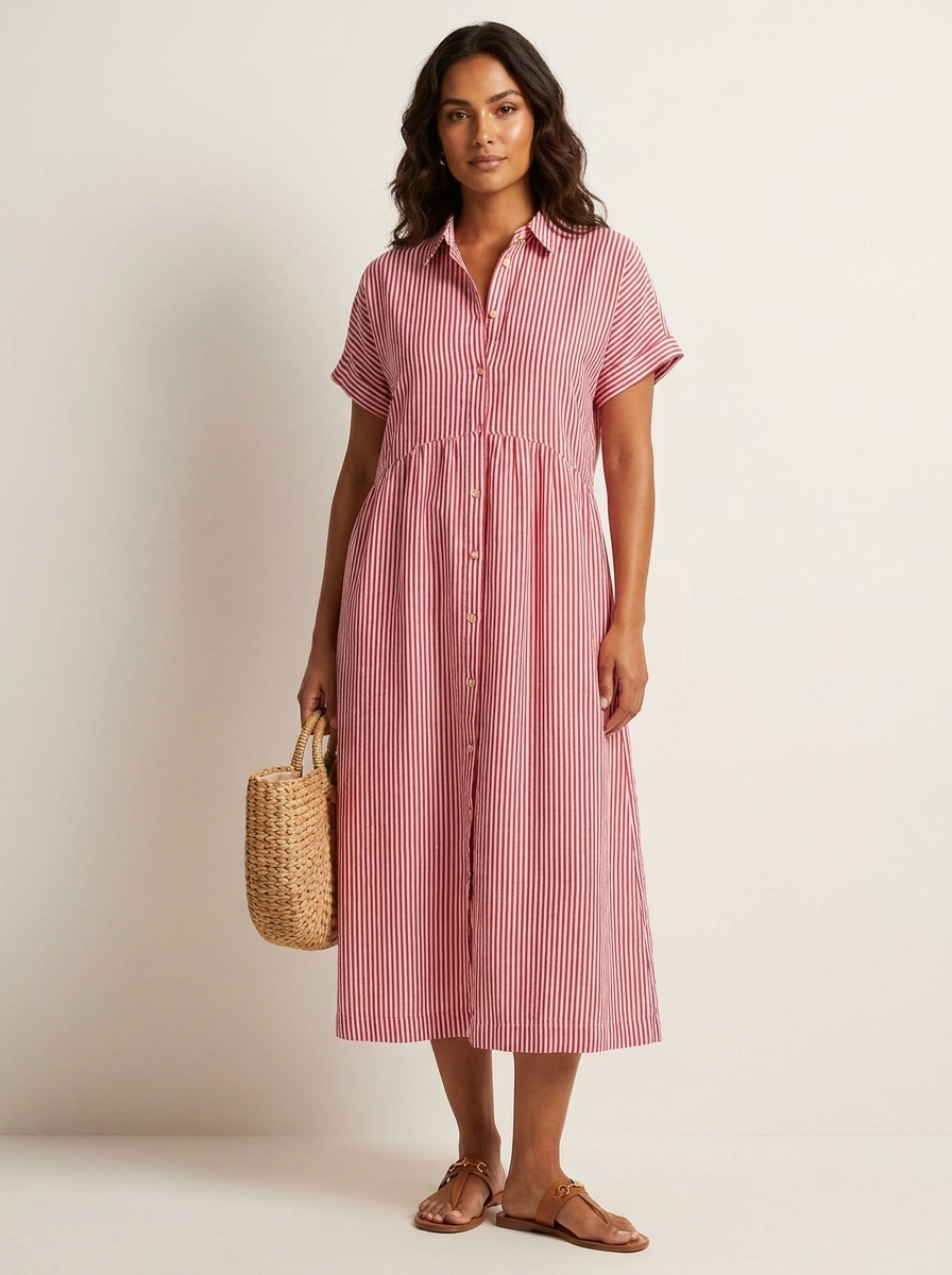 Gestreepte midi blousejurk - Céline