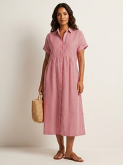 Gestreepte midi blousejurk - Céline
