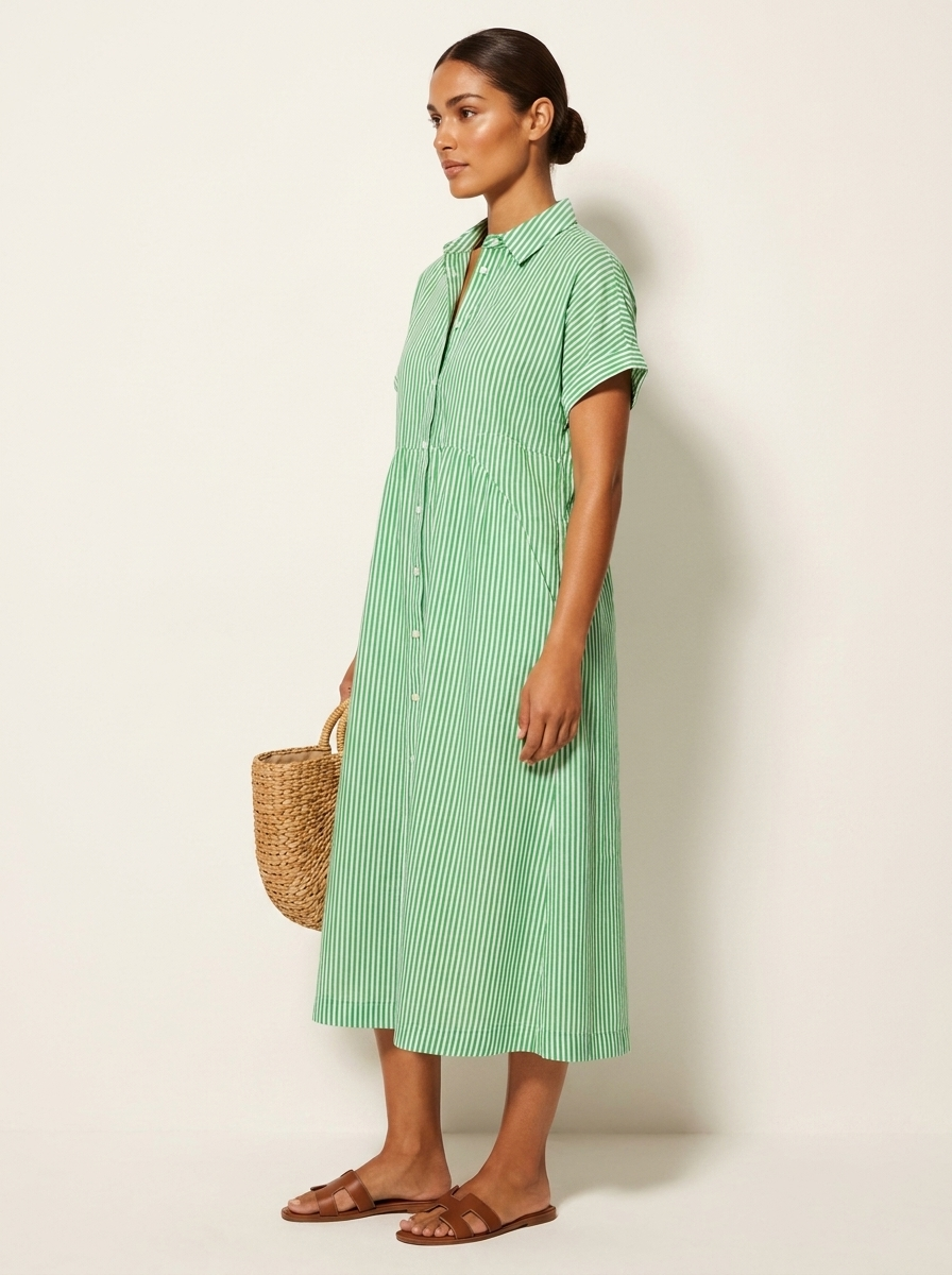 Gestreepte midi blousejurk - Céline