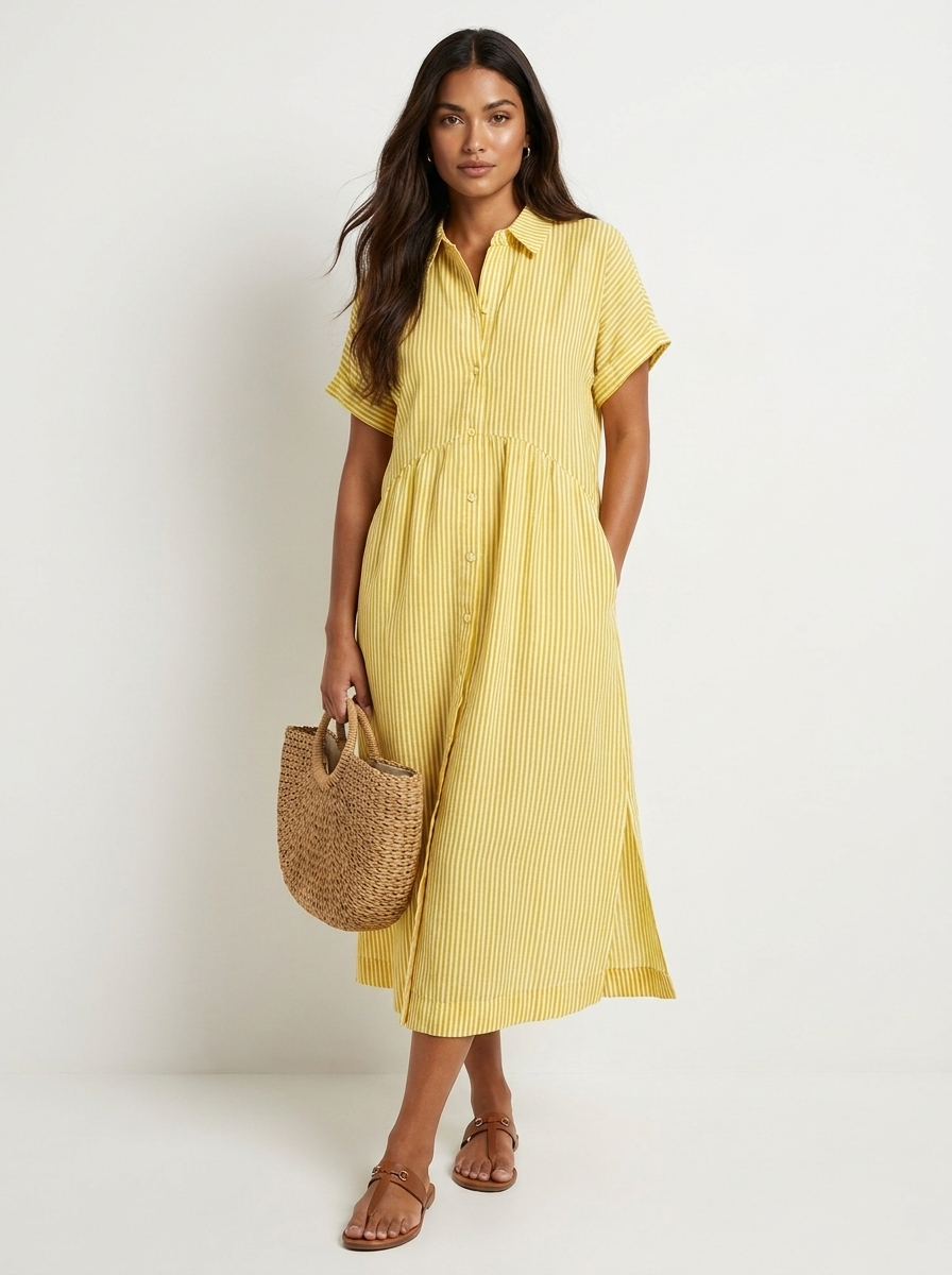 Gestreepte midi blousejurk - Céline