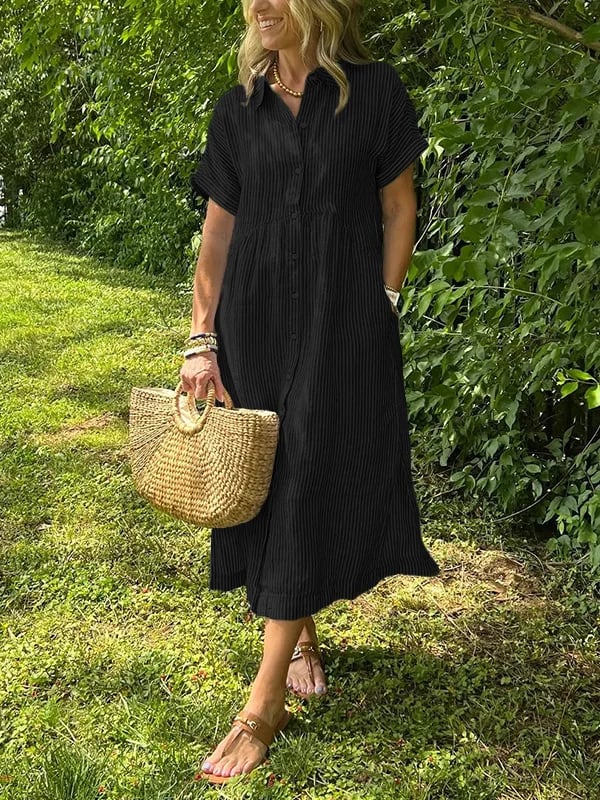 Gestreepte midi blousejurk - Céline