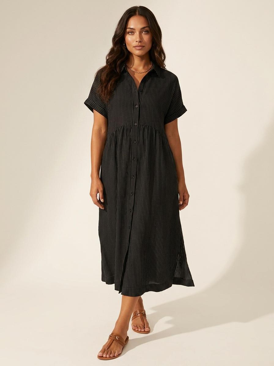 Gestreepte midi blousejurk - Céline