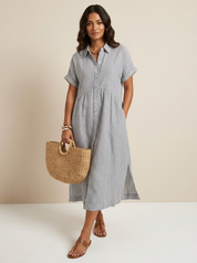 Gestreepte midi blousejurk - Céline