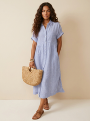 Gestreepte midi blousejurk - Céline