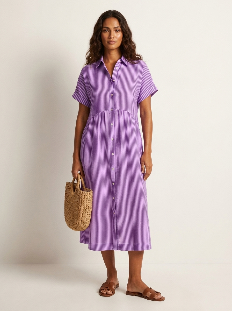 Gestreepte midi blousejurk - Livia