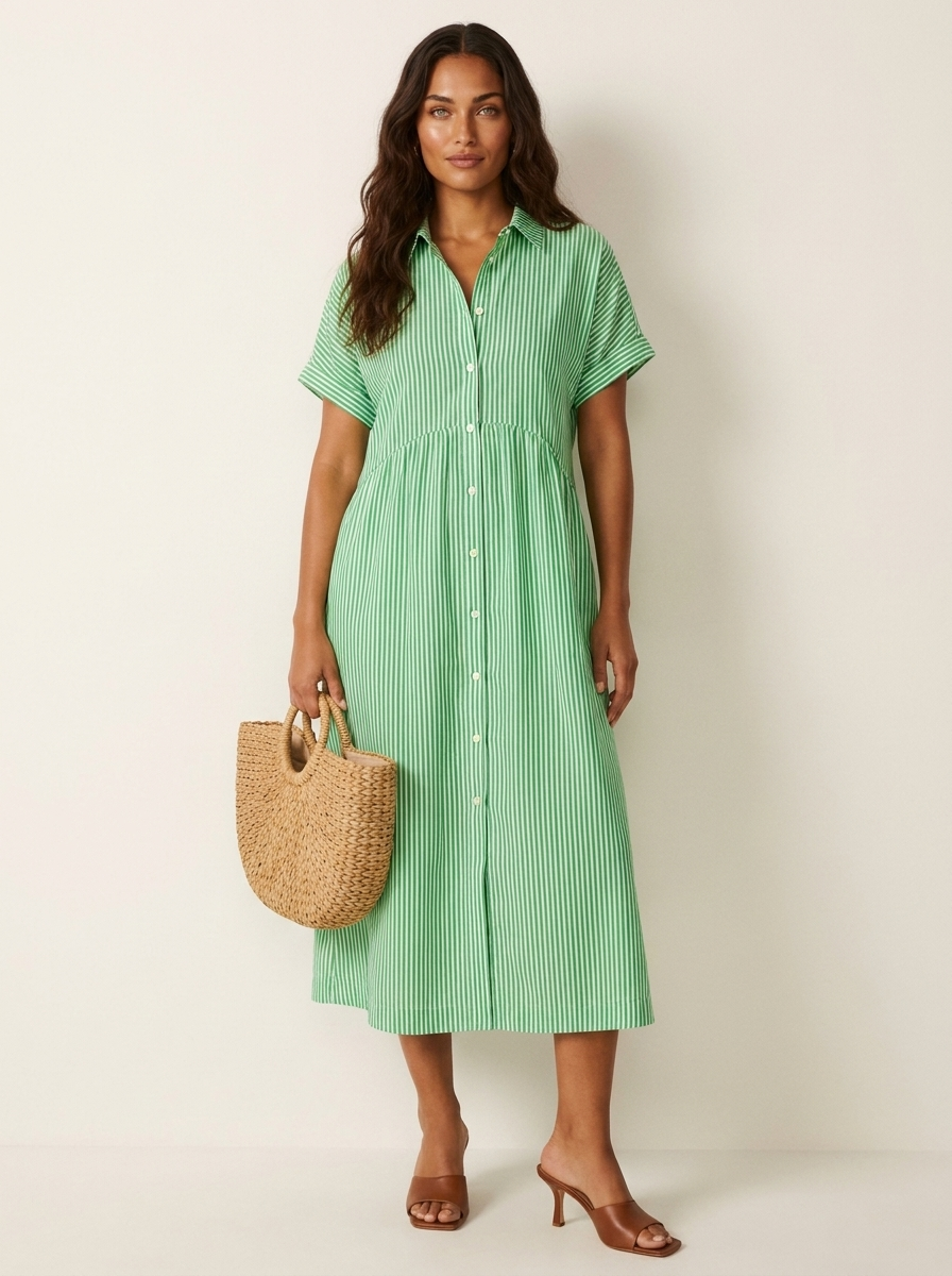 Gestreepte midi blousejurk - Livia