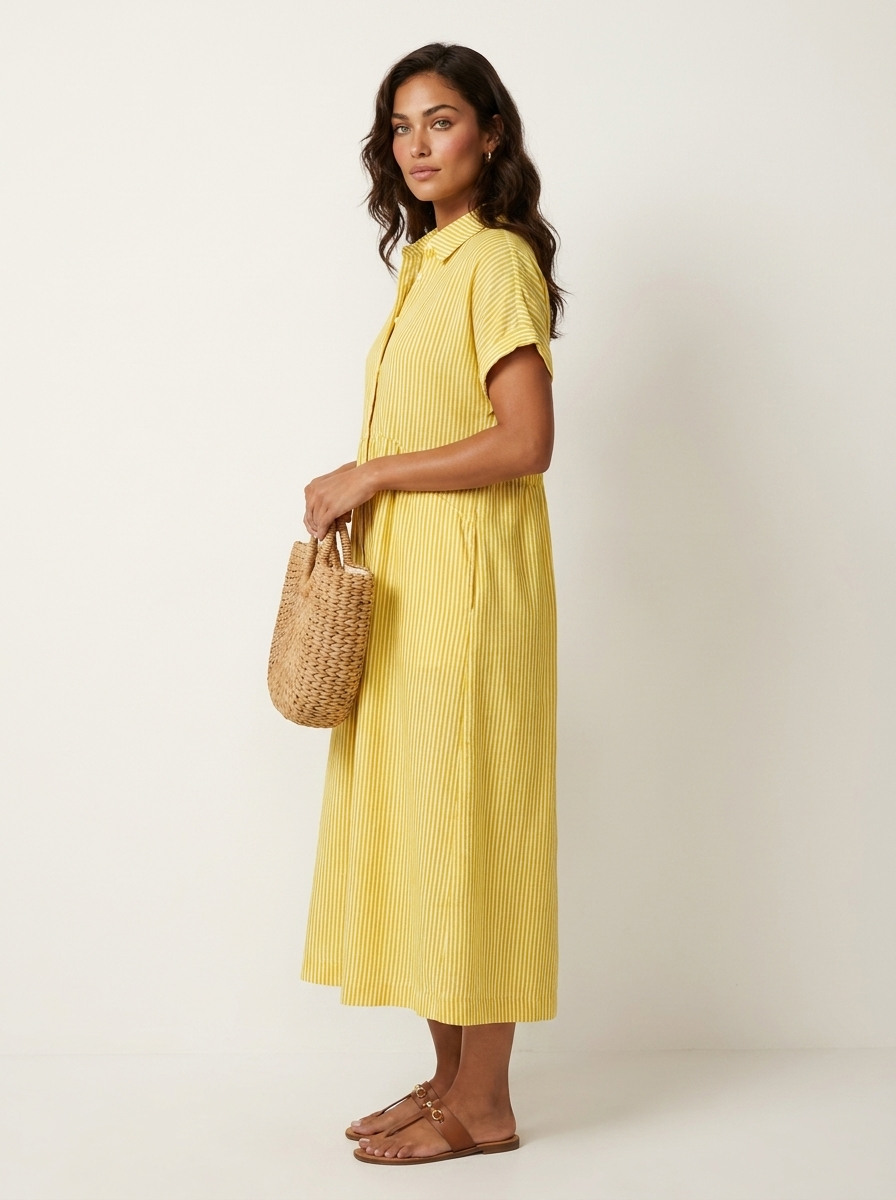 Gestreepte midi blousejurk - Livia