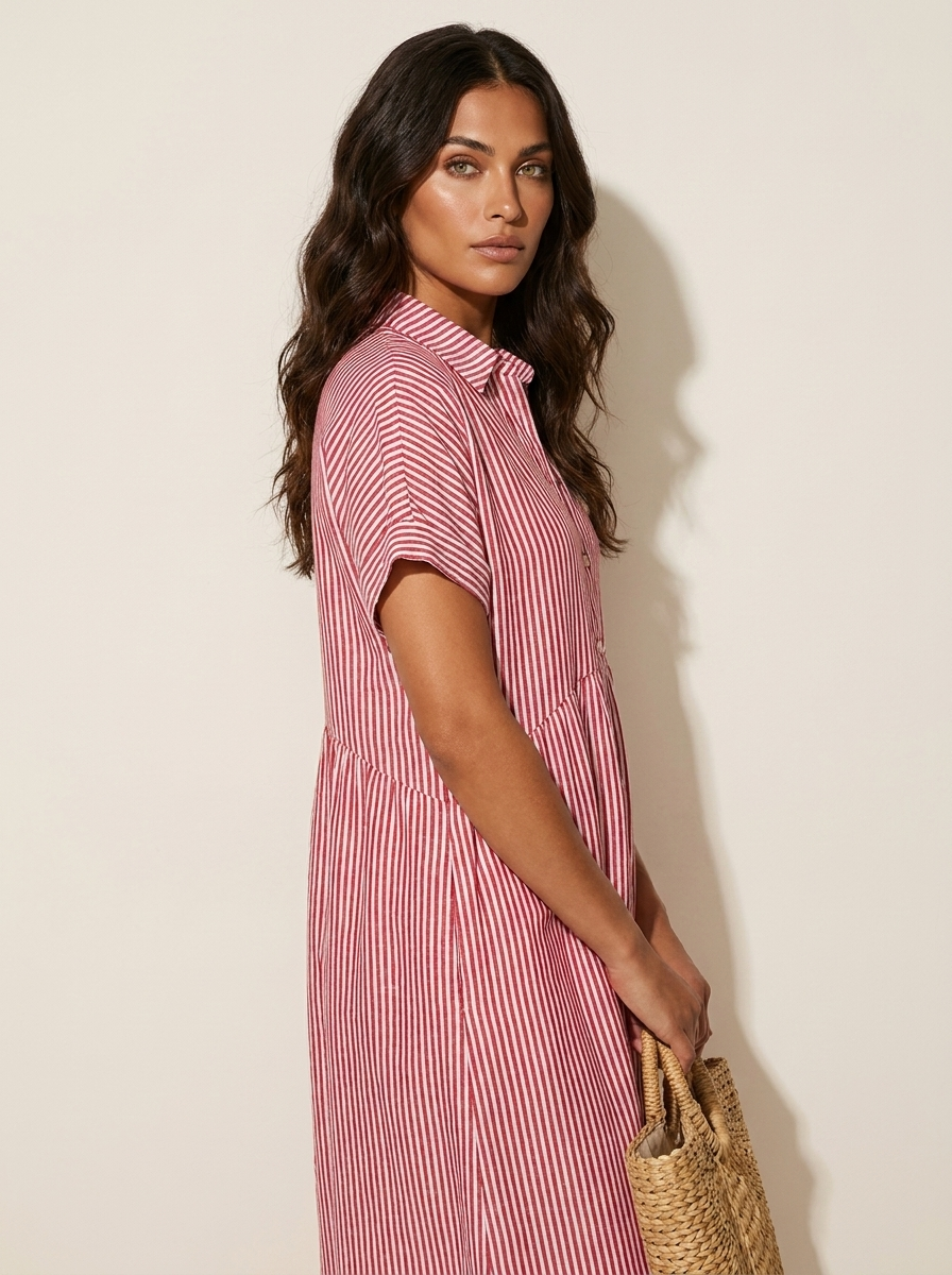 Gestreepte midi blousejurk - Livia