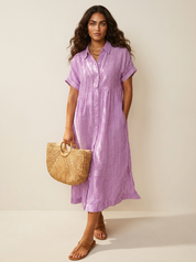 Gestreepte midi blousejurk - Livia