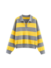 Gestreepte cropped knit polo – Séraphine