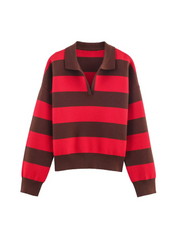 Gestreepte cropped knit polo – Séraphine