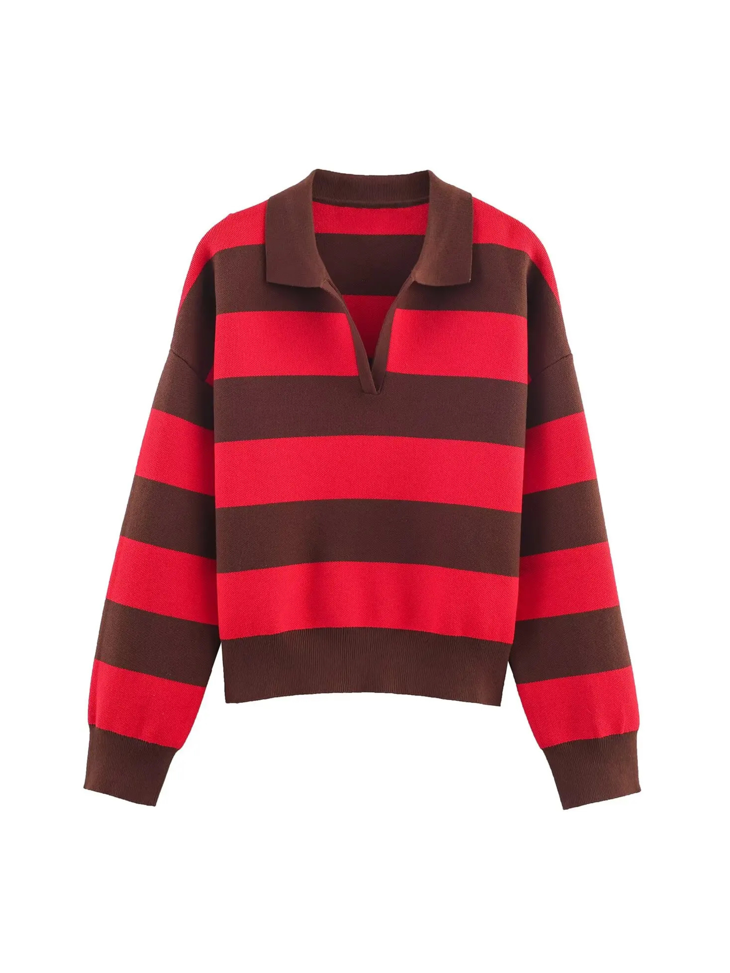 Gestreepte cropped knit polo – Séraphine