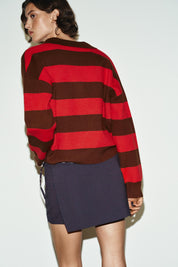 Gestreepte cropped knit polo – Séraphine