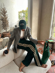 Gestreepte dames broek met hoge taille – Amara