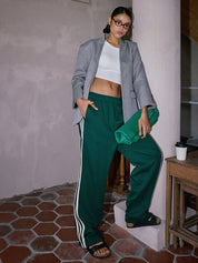 Gestreepte dames broek met hoge taille – Amara