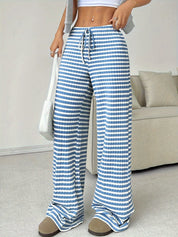 Gestreepte dames lounge broek met wijde pijpen – Mila
