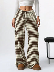 Gestreepte dames lounge broek met wijde pijpen – Mila