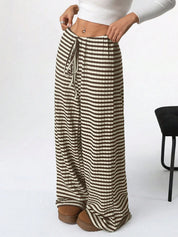 Gestreepte dames lounge broek met wijde pijpen – Mila