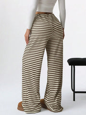 Gestreepte dames lounge broek met wijde pijpen – Mila