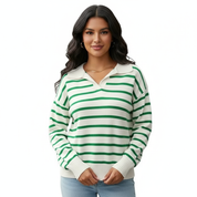 Gestreepte dames trui met kraag – Maëlys