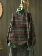 Gestreepte gebreide dames trui met ronde hals – Anne