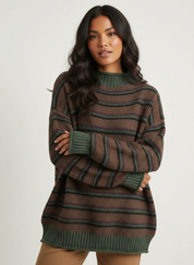 Gestreepte gebreide dames trui met ronde hals – Anne