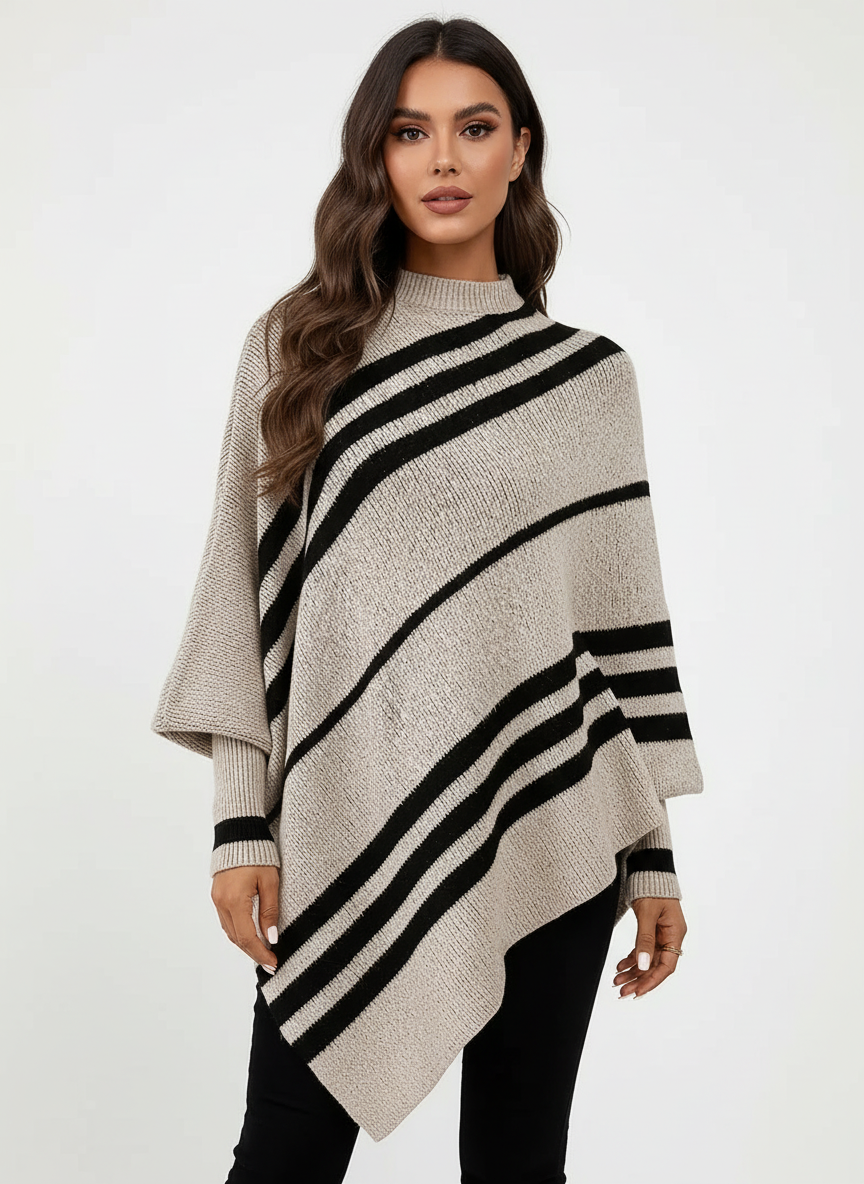 Gestreepte poncho trui dames – Mila