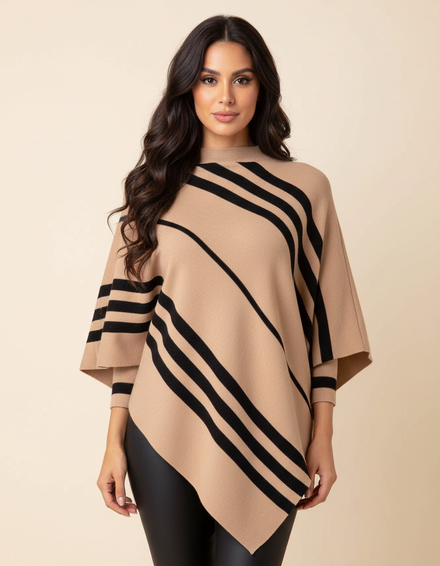 Gestreepte poncho trui dames – Mila