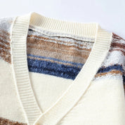 Gestreept gebreid vest met knopen - Yuto