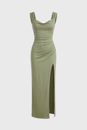 Getailleerde maxi jurk met elegante split - Olivia