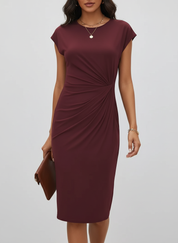 Getailleerde midi jurk met geplooide taille - Elena