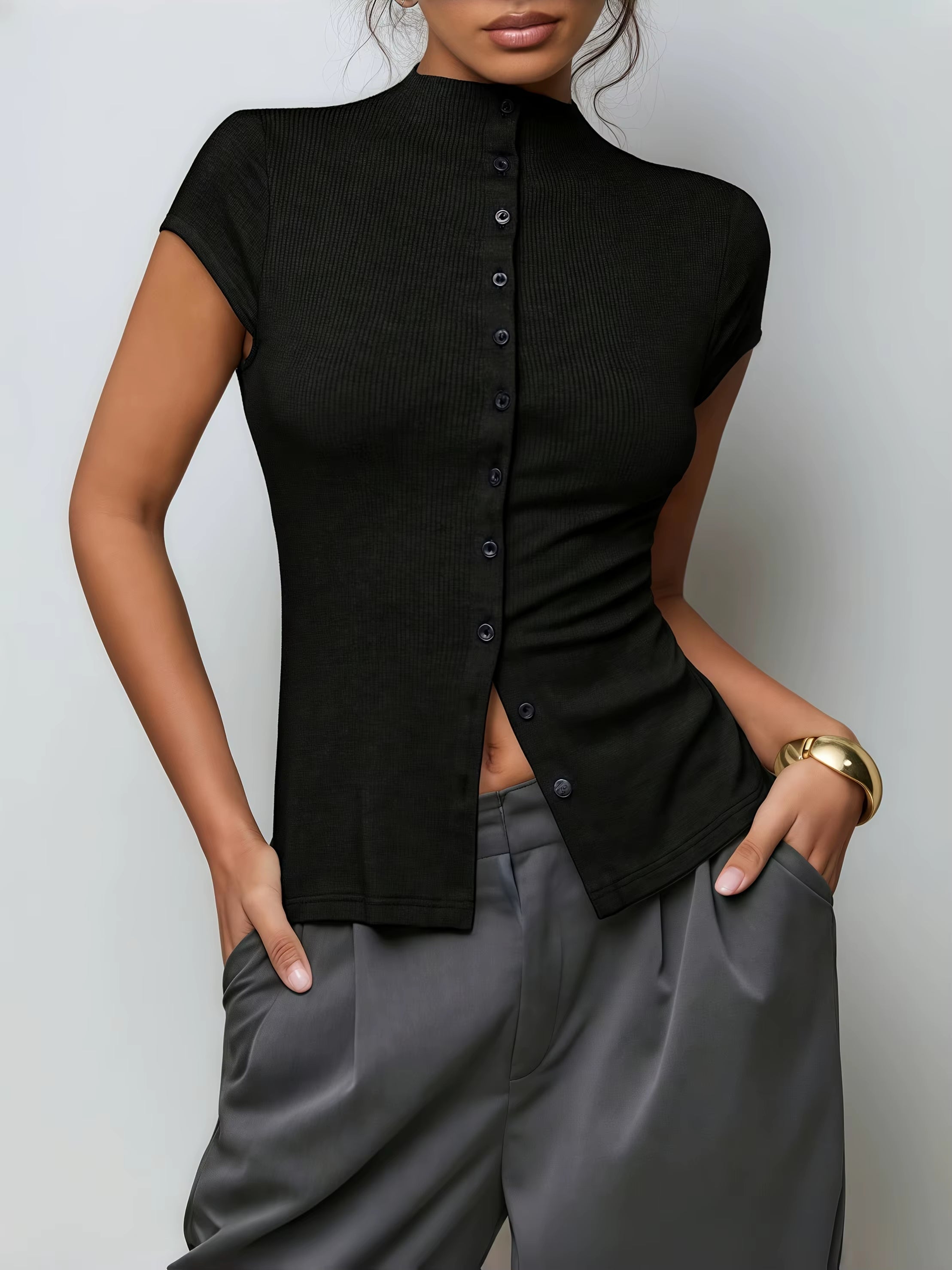 Getailleerde button-up top – Aria