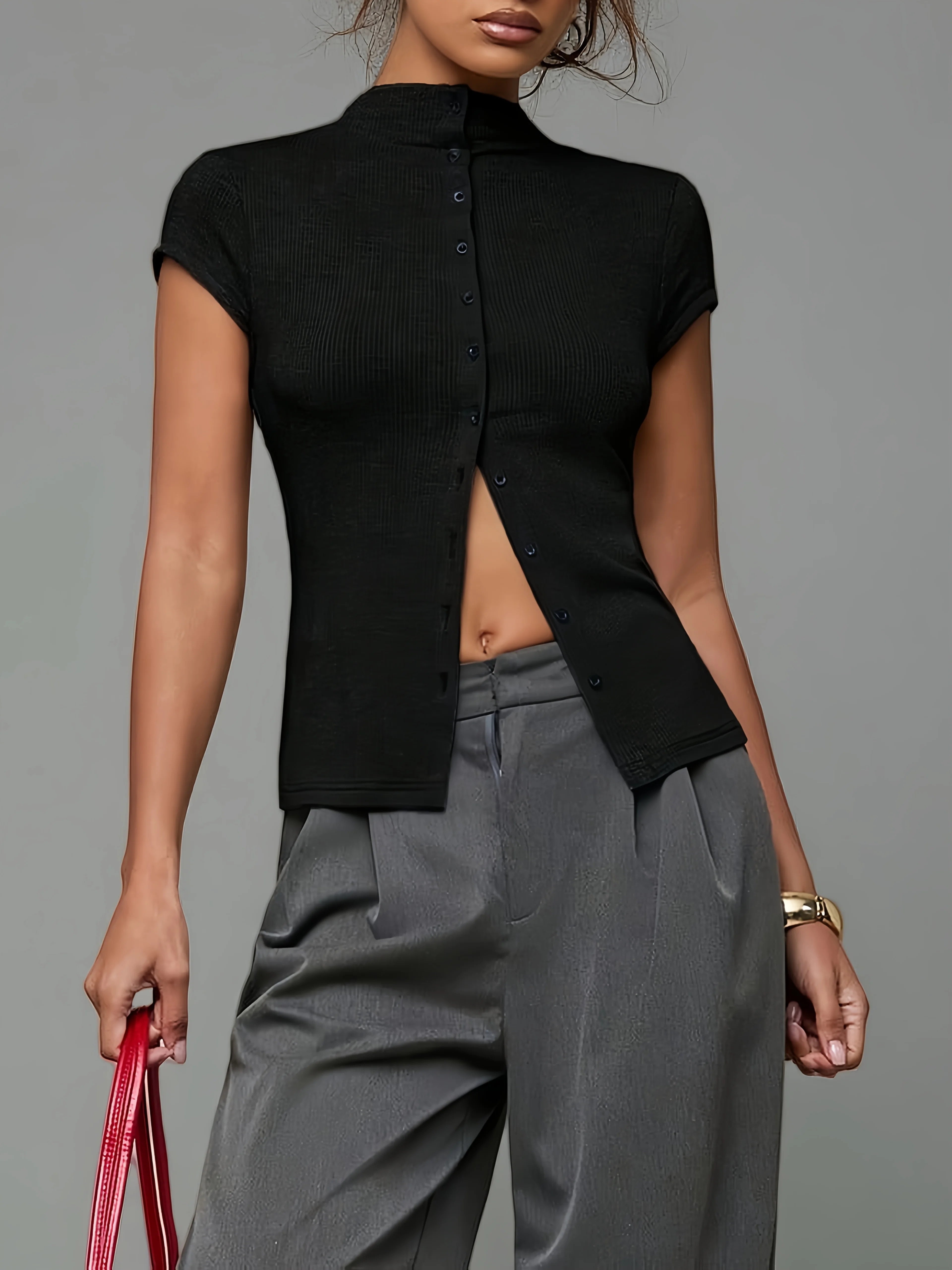 Getailleerde button-up top – Aria