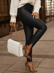 Getailleerde leatherlook dameslegging met studs – Celene