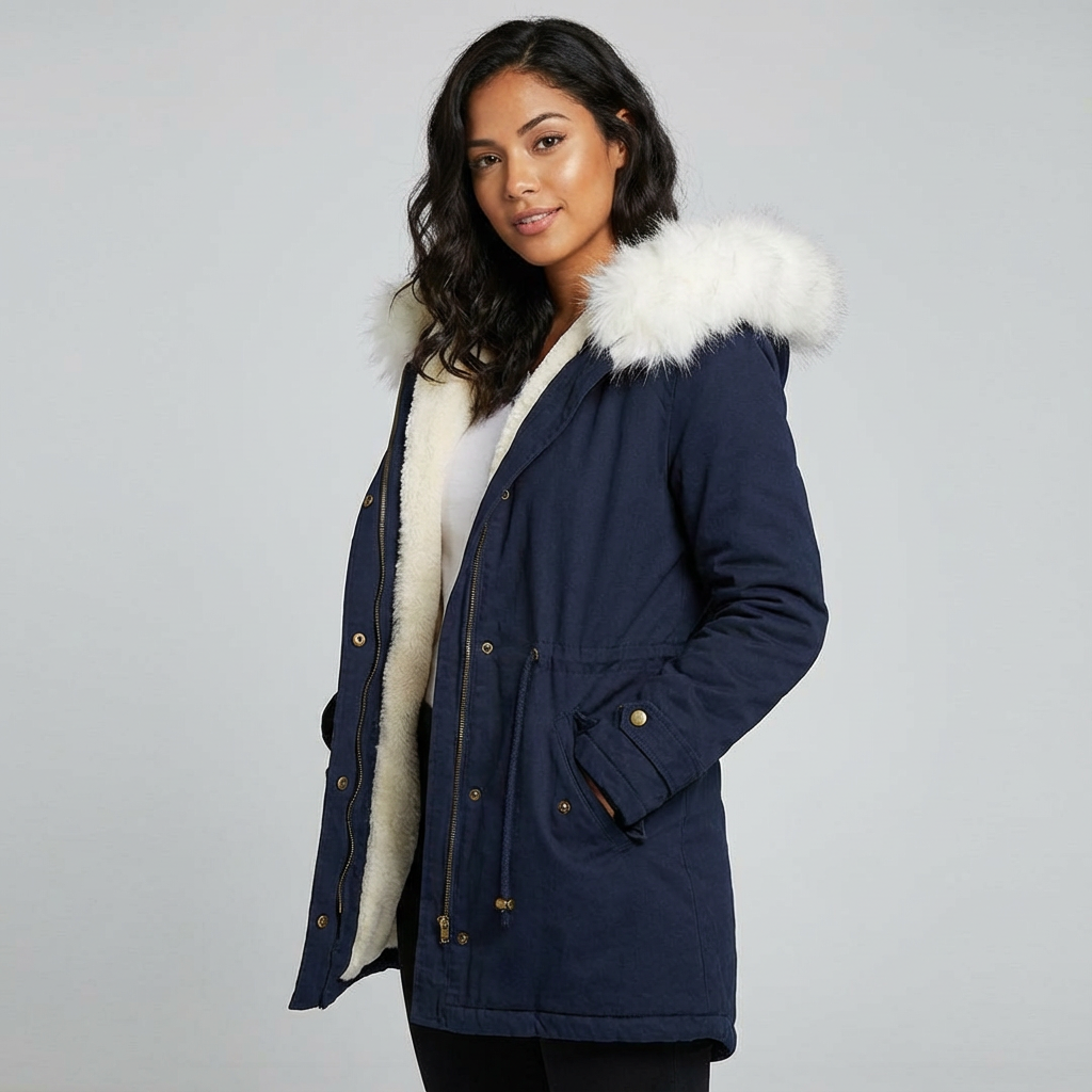Getailleerde winterparka met zachte voering en elegante capuchon
