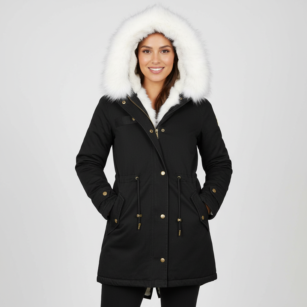 Getailleerde winterparka met zachte voering en elegante capuchon