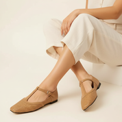 Gevlochten leren muiltjes met blokhak – Saar