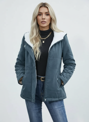 Gevoerde dames winterjas met capuchon en teddy voering - Aurora