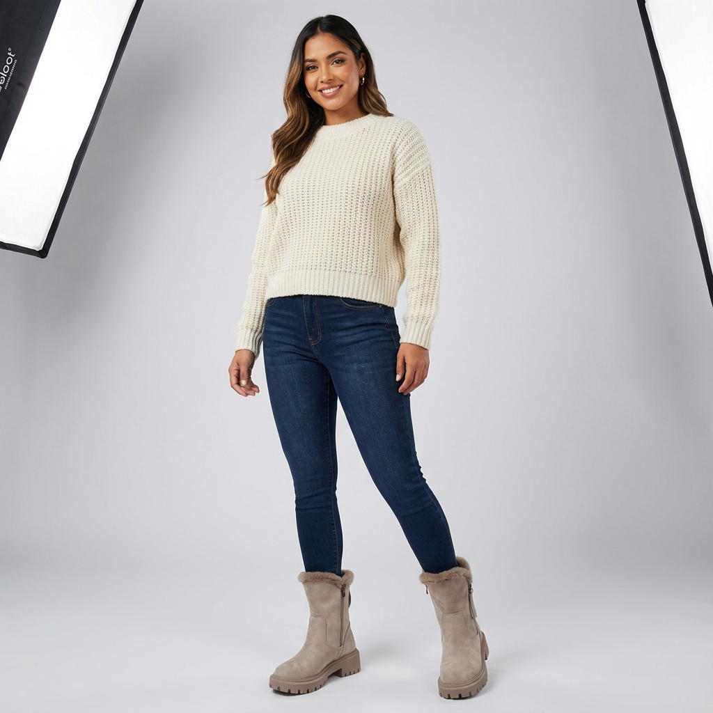 Gevoerde winterlaarzen voor dames met stevige zool en warme voering