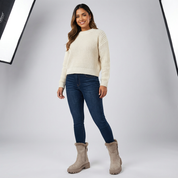 Gevoerde winterlaarzen voor dames met stevige zool en warme voering