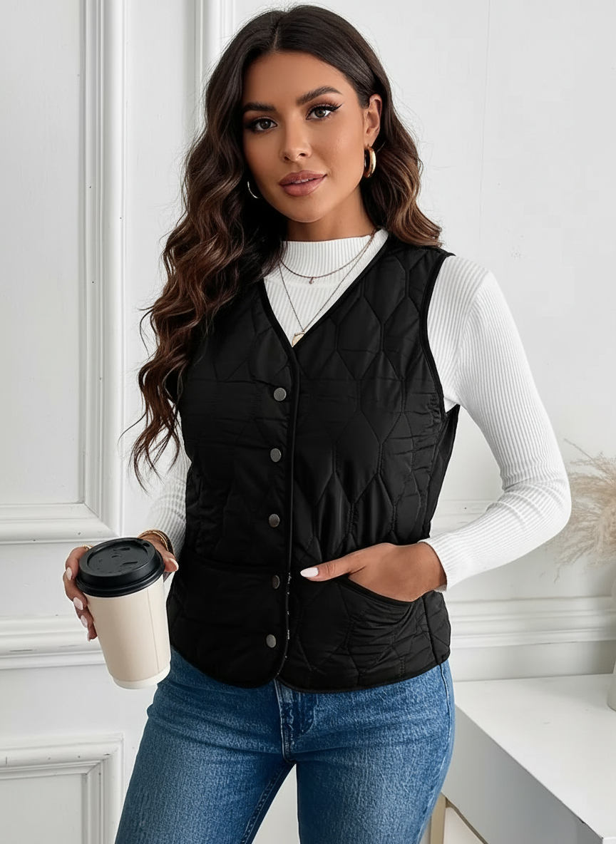 Gewatteerde dames bodywarmer met teddyvoering – Elara