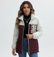 Gewatteerde dames teddy jas met luipaard detail – Feroce