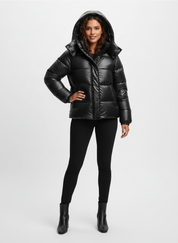 Glanzende warme dames puffer winterjas