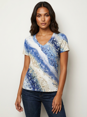 Glinsterend V-hals T-shirt - Johanna