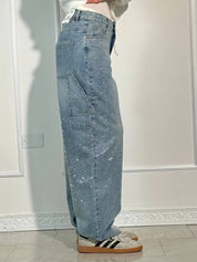 Glitter cargo jeans met wide-leg pasvorm - Nova